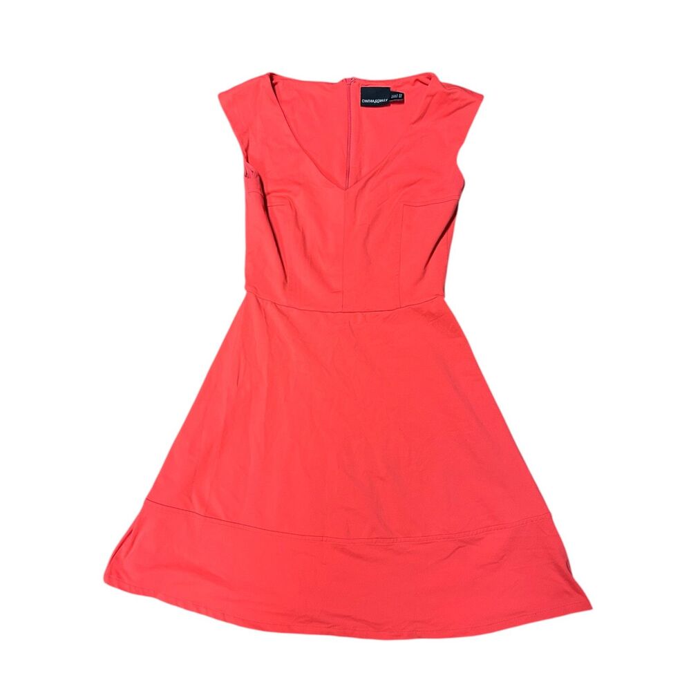 CYNTHIA ROWLEY, Women's Fit & Flare Mini Dress, Size 4, Orange/Red, Used